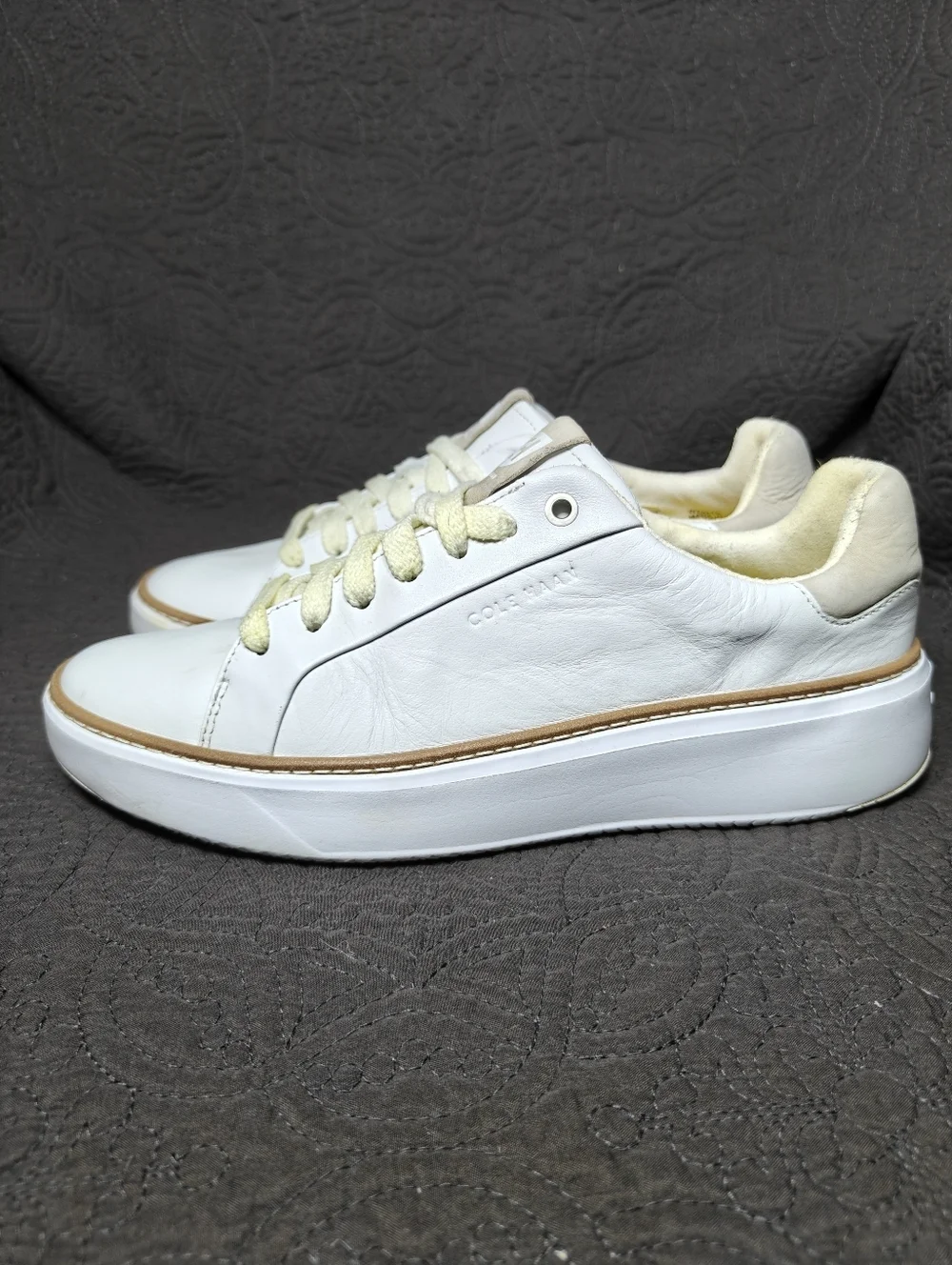 Cole Haan GrandPrø Topspin White Leather Casual Sneaker Lace Up Women's Shoe 8.5